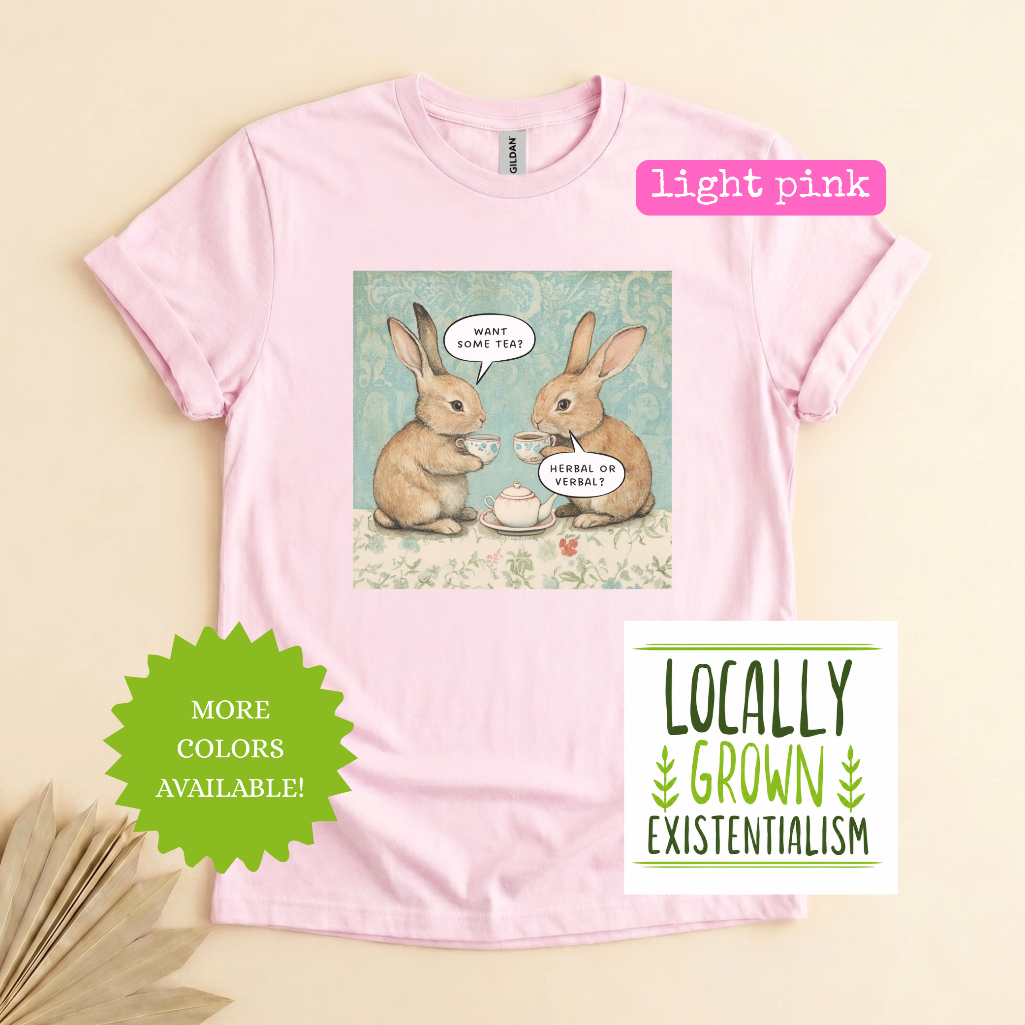 Want Some Tea Herbal Or Verbal Shirt | Funny Bunny Tea Party Tee | Cottagecore Rabbit Art | Gossip Humor | Tea Lover Gift | Spill The Tea Meme | Best Friend Gift
